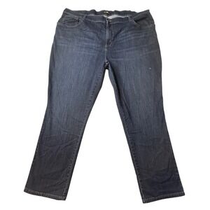 Lee Jeans Womens 24W Blue Relaxed Fit‎ Straight Leg Dark Wash Stretch Denim
